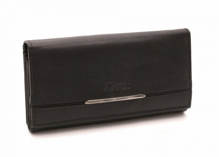 Čierna kožená dámska peňaženka