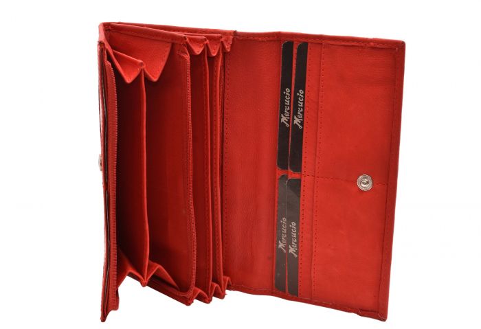 Červená mäkká kožená peňaženka 