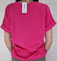 Dámske ružové tričko zo spodným viazaním