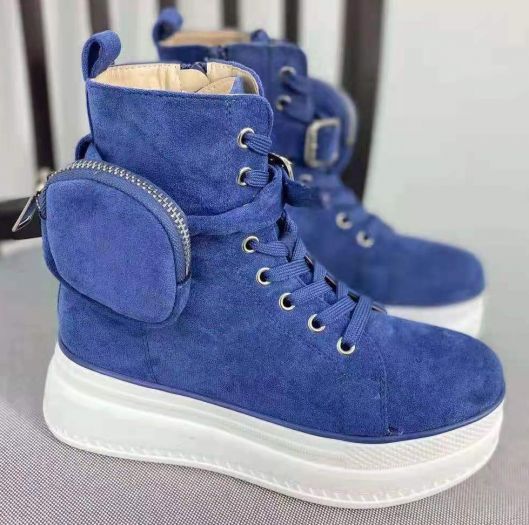 Dámske prechodné topánky so zipsovým vreckom modré