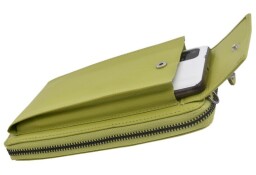 Dámska kožená peňaženka - kabelka zelená s dlhým crossbody ramienkom
