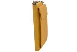 Dámska kožená peňaženka - kabelka žltá s dlhým crossbody ramienkom