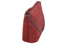 Dámska červená kožená crossbody kabelka
