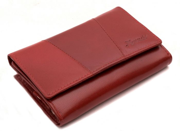 Dámska elegantná kožená peňaženka červená