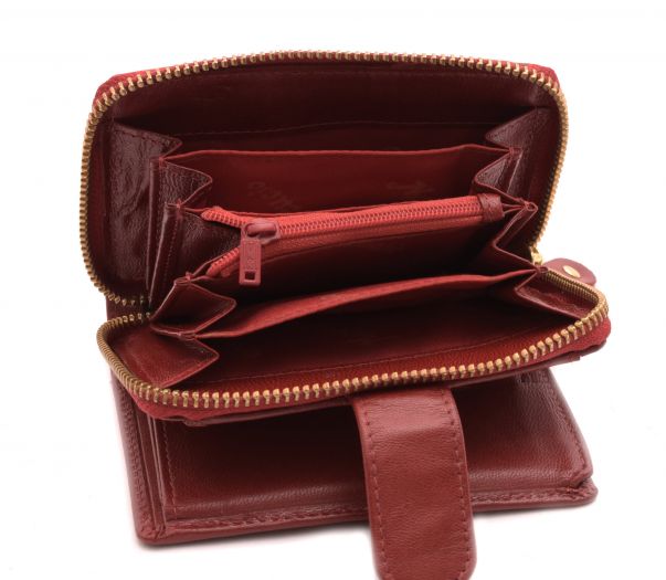 Čevená dámska kožená peňaženka 