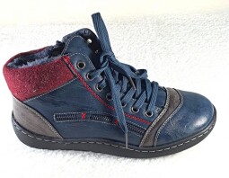 Dámske zimné topánky členkové na šnurovanie a na zips modré