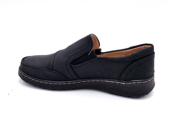 Dámske čierne topánky na vyvýšenej platforme so zipsom a povoľujúcou gumičkou